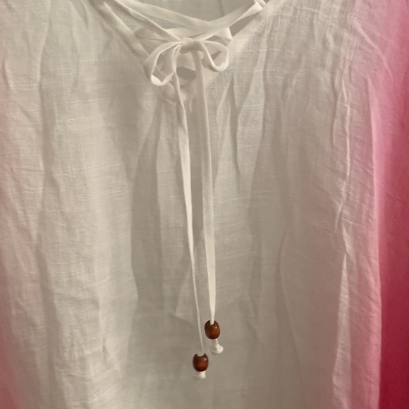 NWT AGB Pink & White Crepe Cold Shoulder  Blouse Size M #006 - Picture 9 of 10